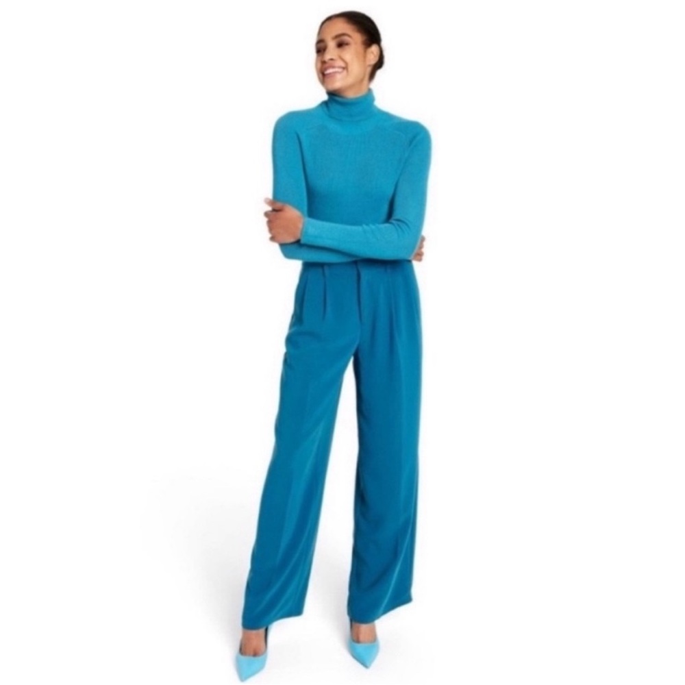 NWOT Turquoise Blue Dress Pants Wide Leg Size M